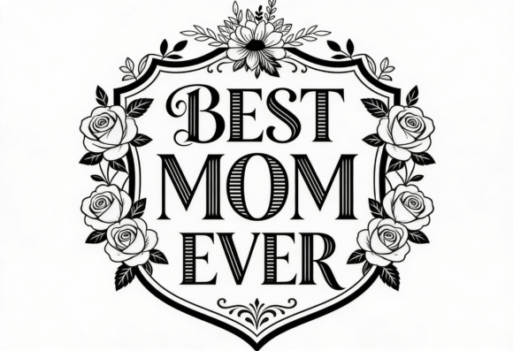 Best Mom Ever Floral Emblem SVG