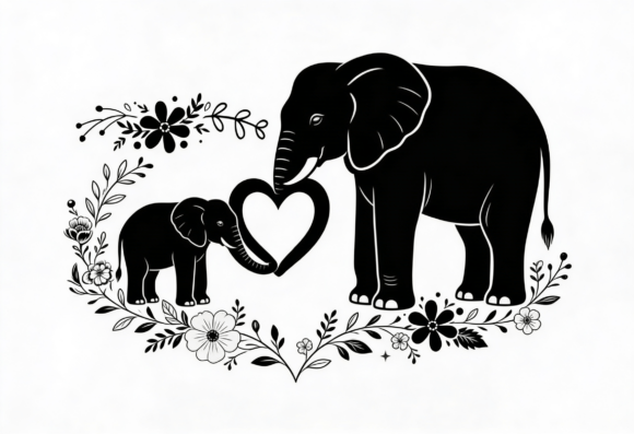 Elephant Mom and Baby Heart Floral SVG: Real Embroidery Review