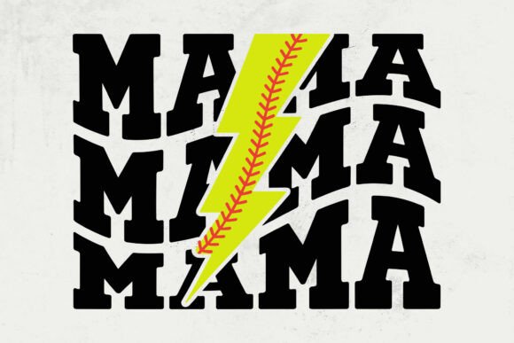 Mama SVG, Softball Lightning Bolt SVG