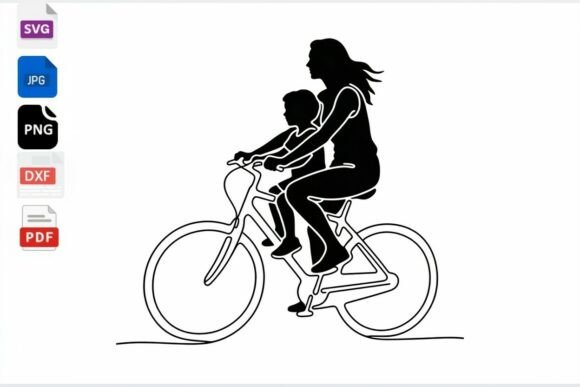 Mom and Child Bike Ride SVG: Embroidery Design Review