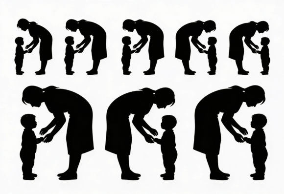 Mom and Child Silhouette SVG