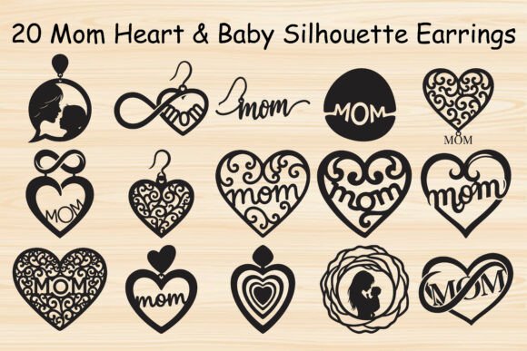 Mom Heart Baby Silhouette Earring